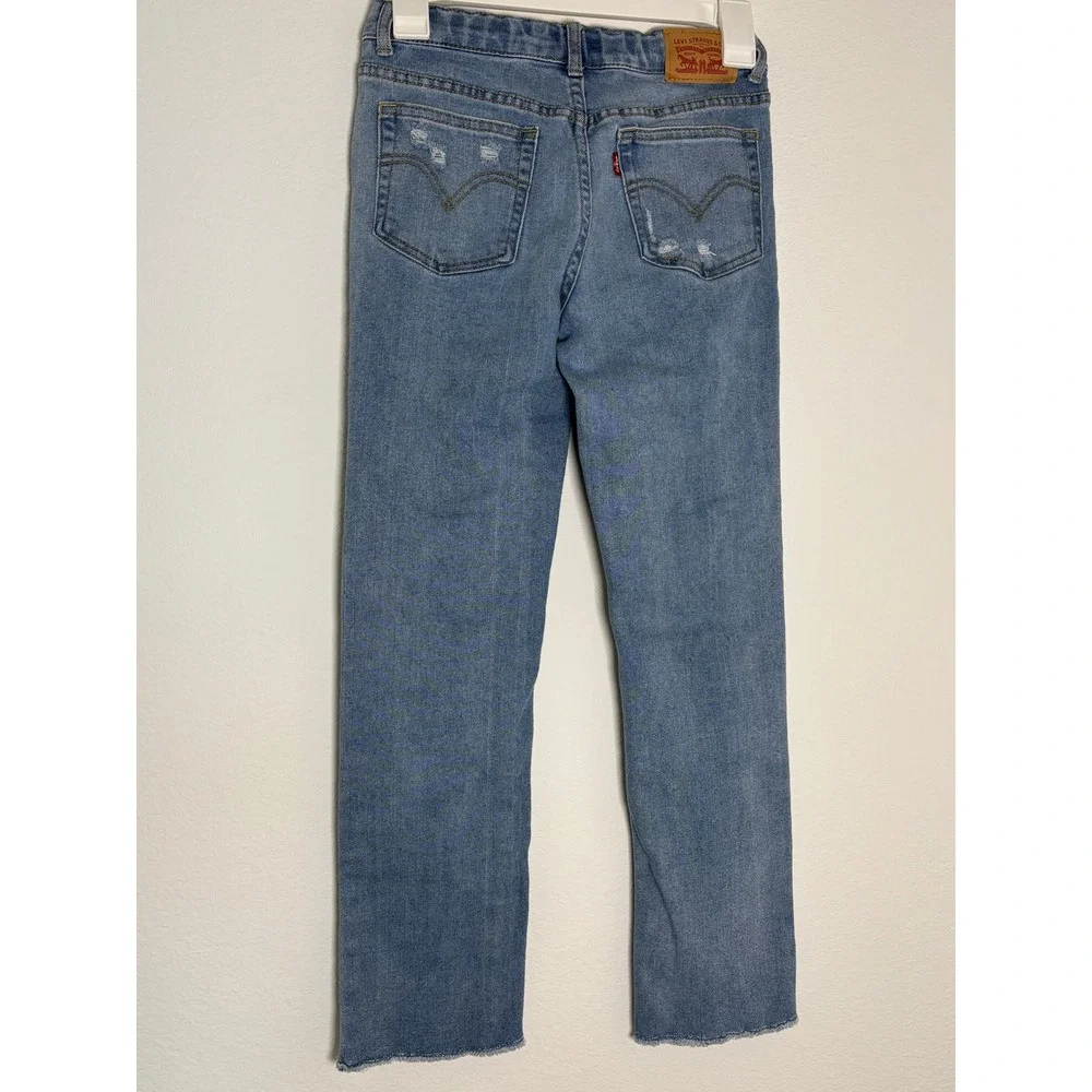 Levis Girls High Rise Ankle Straight‎ Distressed Jeans Blue 14 Reg 0237-M7Y